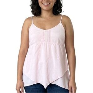 Y2K Rip Curl Womens Boho Layered Handkerchief Hem Cami Tank Top Pale Pink‎ Small
